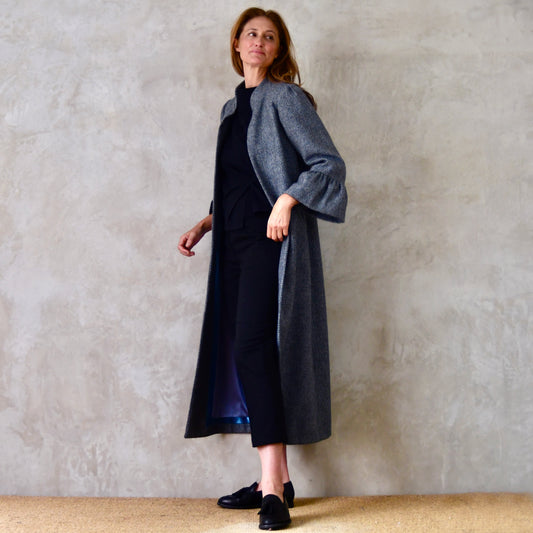 the brett coat in blue tiger eye tweed image 1