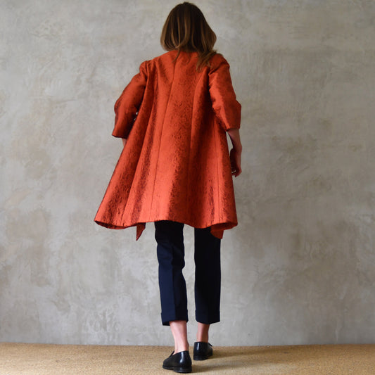 the ganz coat in orange flower brocade image 13