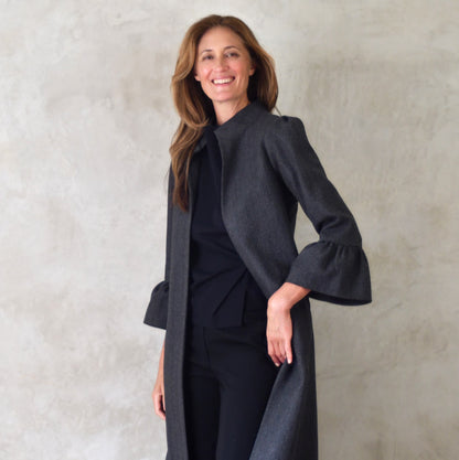 the delany coat in charcoal cashmere-lambswool herringbone flannel image 1