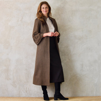 the delany coat in brown cashmere-lambswool herringbone flannel image 3