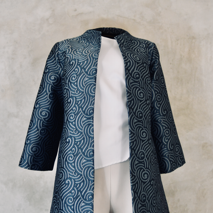 the ganz coat in teal silk mix brocade image 5