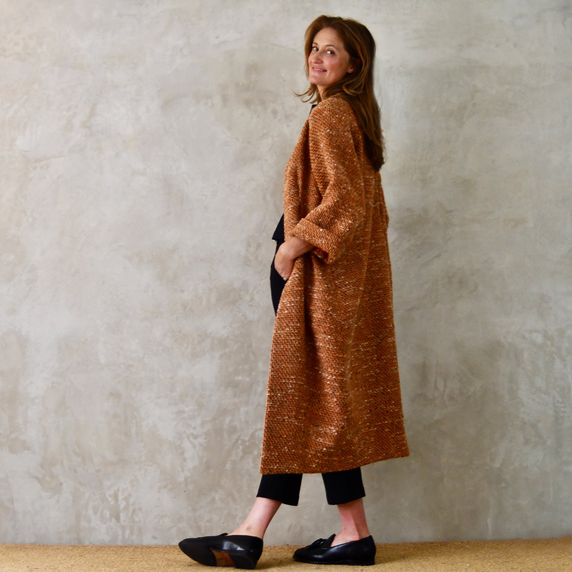 the long frink in burnt orange wool boucle image 9