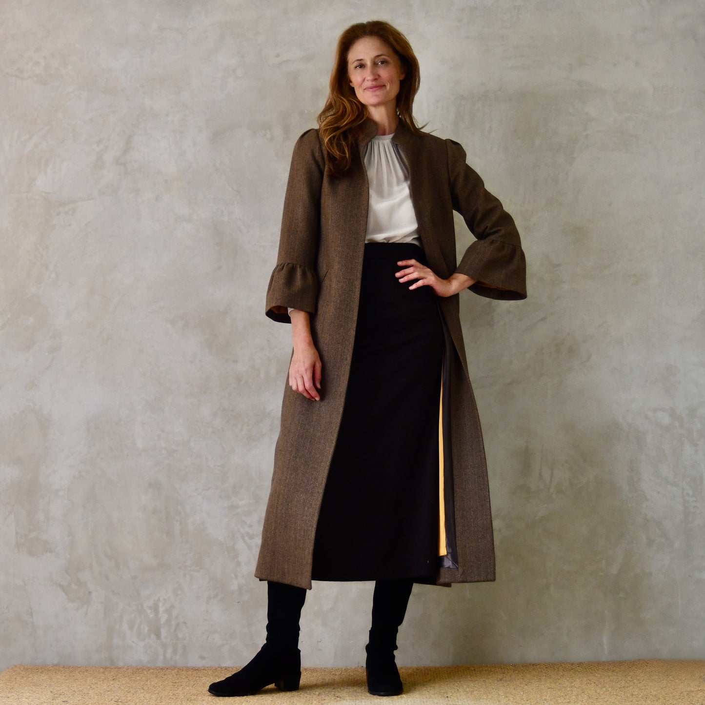 the delany coat in cashmere-lambswool herringbone flannel image 3