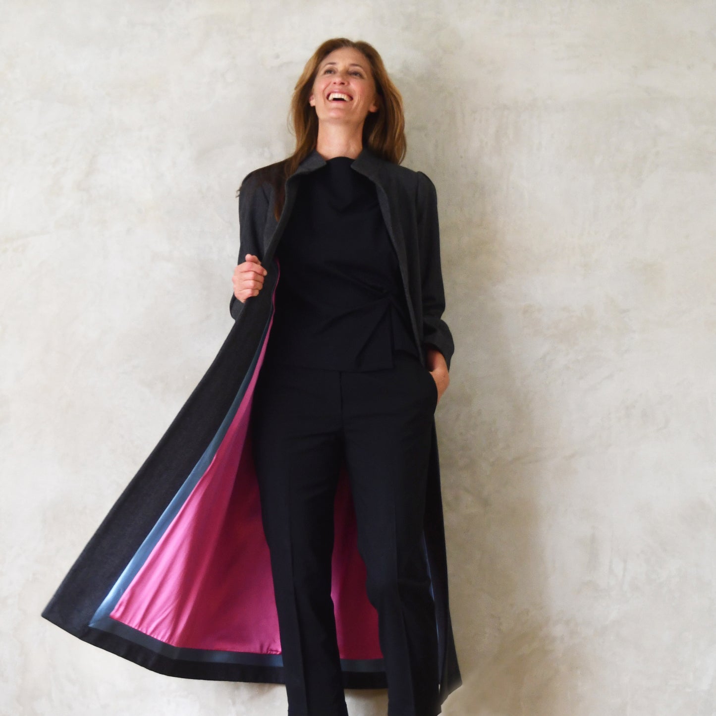 the delany coat in charcoal cashmere-lambswool herringbone flannel image 2