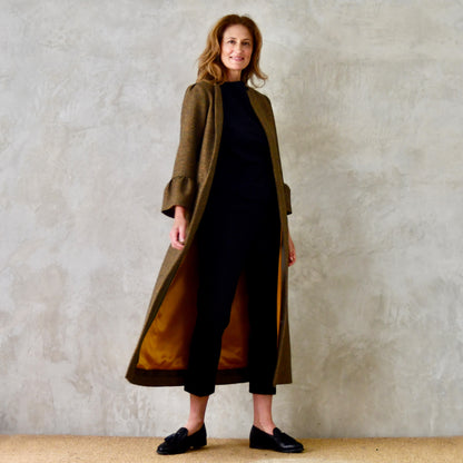 the delany coat in green-orange tiger eye tweed image 10