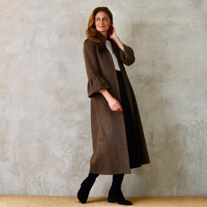 the delany coat in brown cashmere-lambswool herringbone flannel image 5
