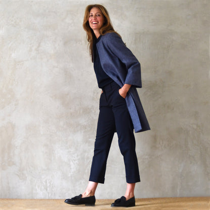 the garnett coat in blue herringbone lambswool tweed image 5