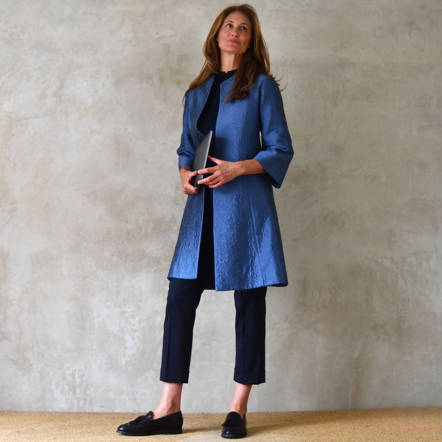 the ganz coat in blue flower brocade image 8