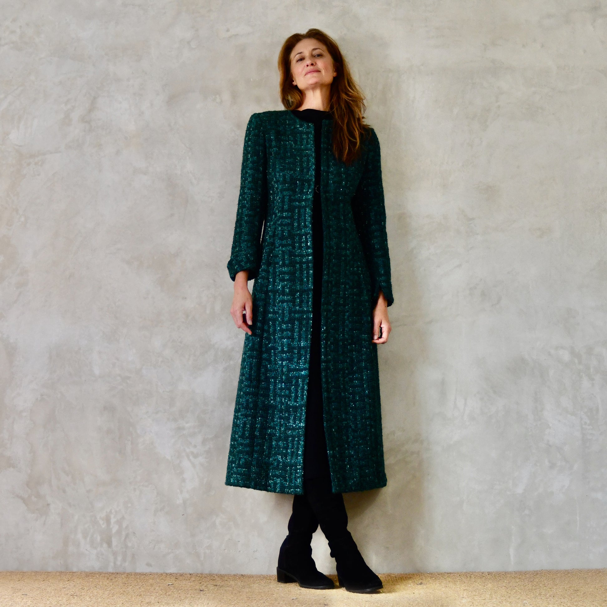 biffin in emerald metallic boucle image 5