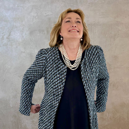 the biffin in blue-black basketweave bouclé image 10