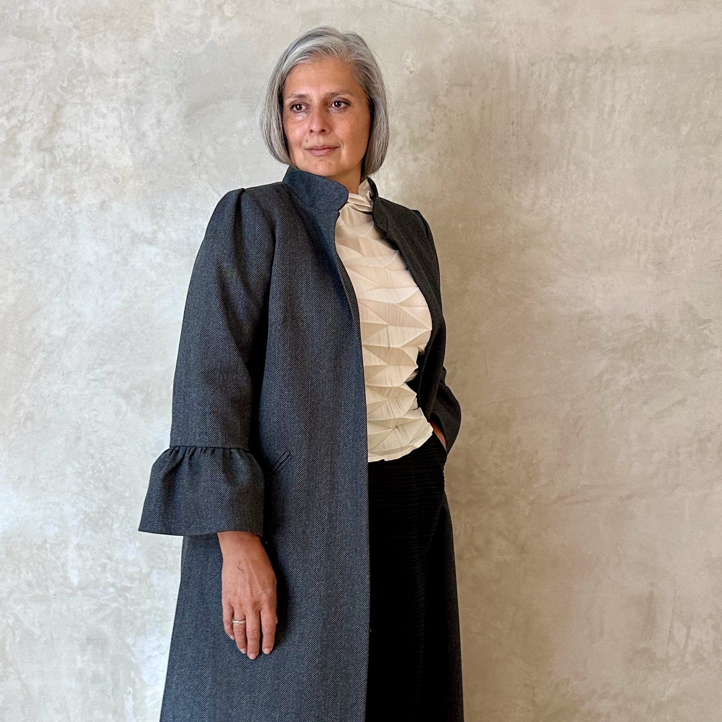 the brett coat in cashmere-lambswool herringbone flannel image 0