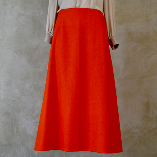 the simple a-line skirt in saffron silk matka image 0