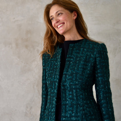 biffin in emerald metallic boucle image 0