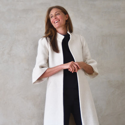 the delany coat in white silk boucle image 5