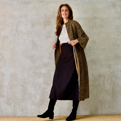 the long frink in golden brown, black and camel bouclé image 11