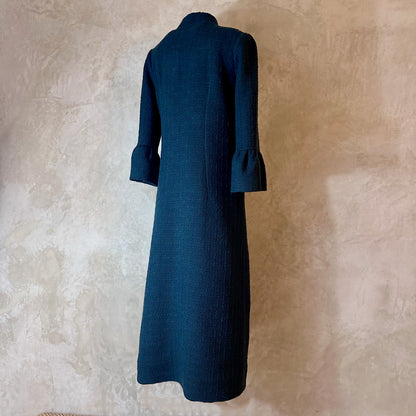 the delany coat in bottle green green wool boucle image 7