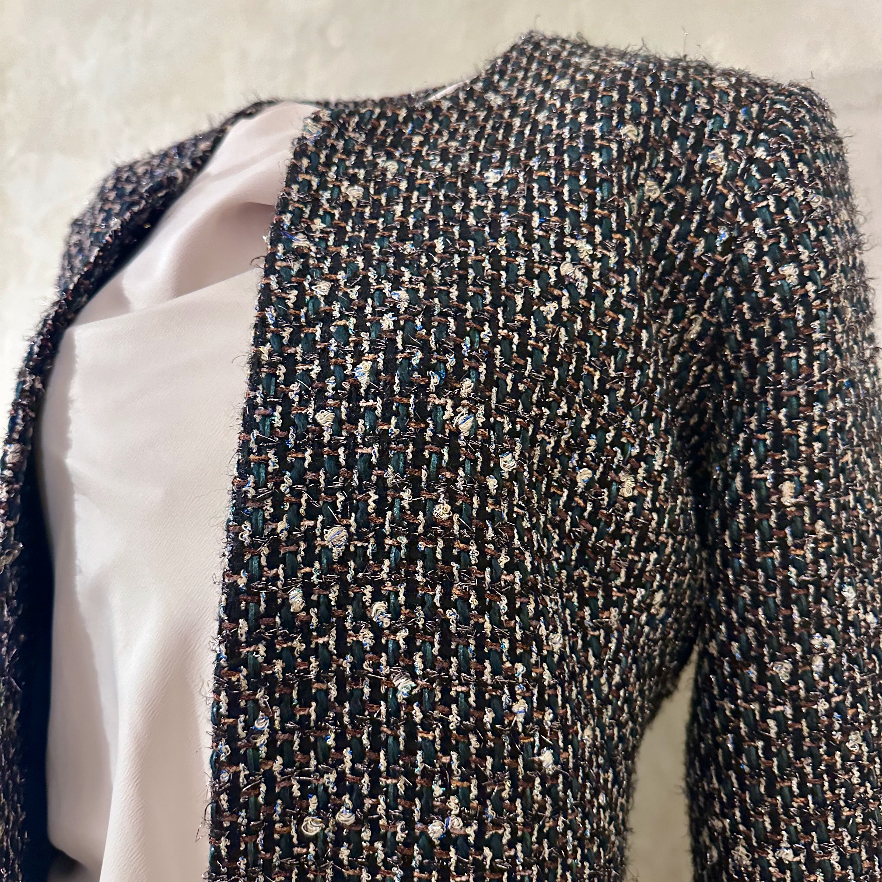 the biffin coat in blue, black and bronze boucle image 6