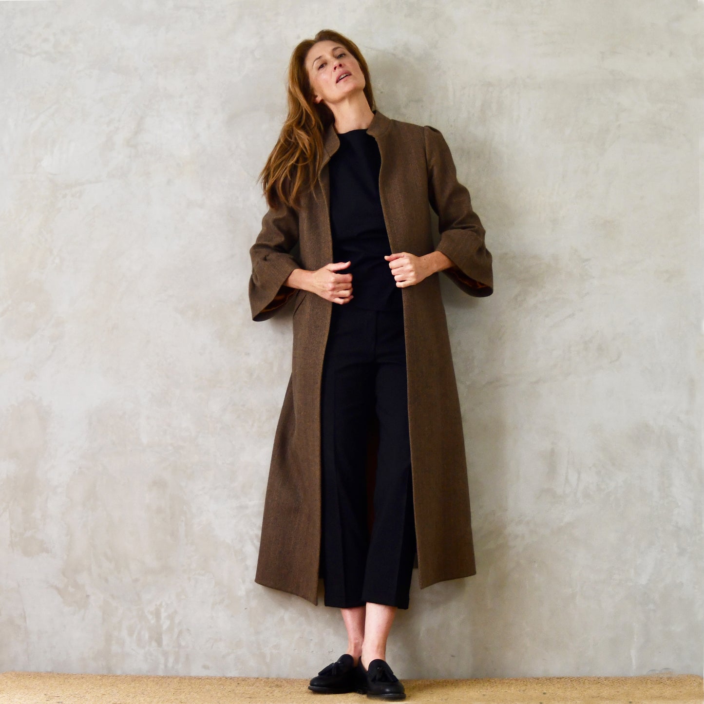 the delany coat in cashmere-lambswool herringbone flannel image 7