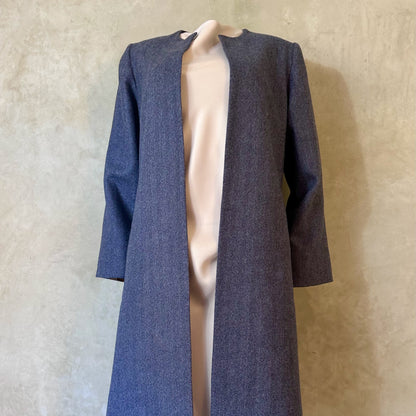 the garnett coat in blue herringbone lambswool tweed image 7