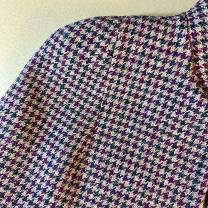 the clayton cape in camel, red and green check lovat tweed image 3