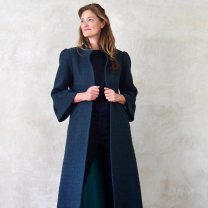 the delany coat in bottle green wool boucle image 0