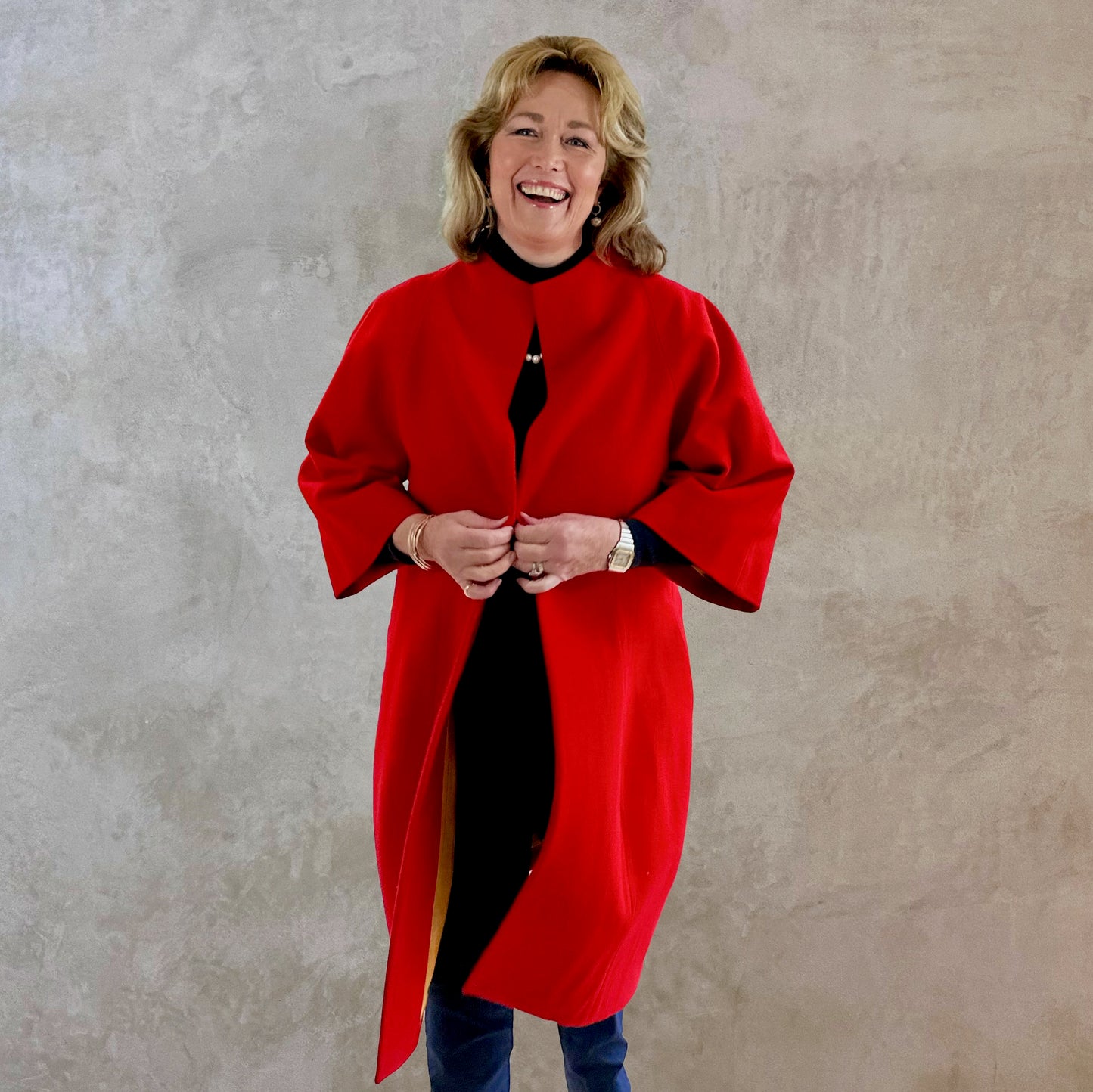 the frink in bright scarlet merino flannel image 5