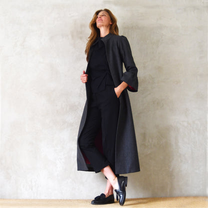 the delany coat in charcoal cashmere-lambswool herringbone flannel image 5