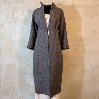 the long frink in small blue check lovat tweed image 8