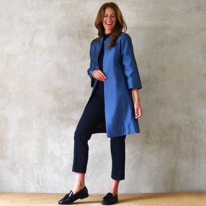 the ganz coat in blue flower brocade image 1