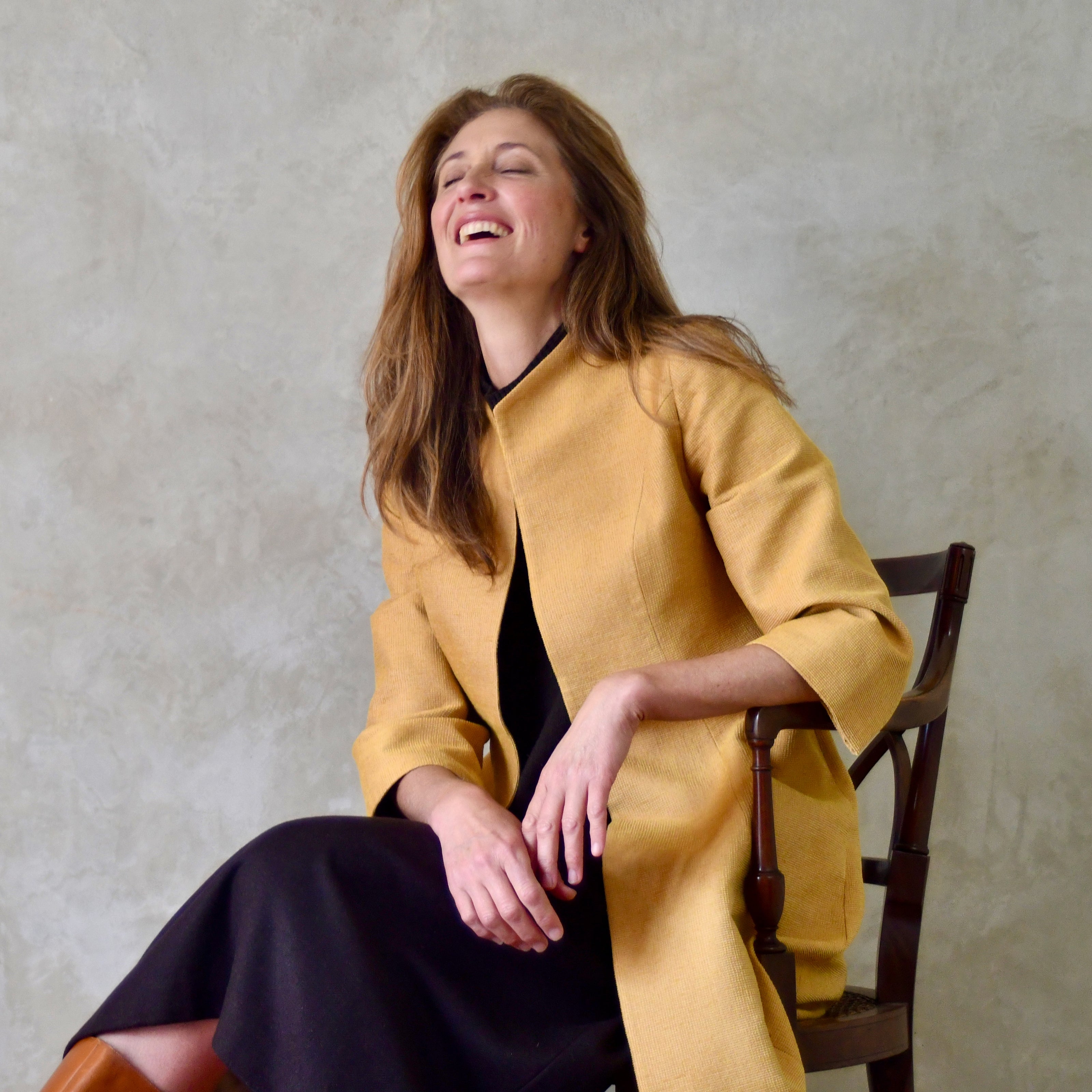 the ganz coat in old gold brocade weave image 11