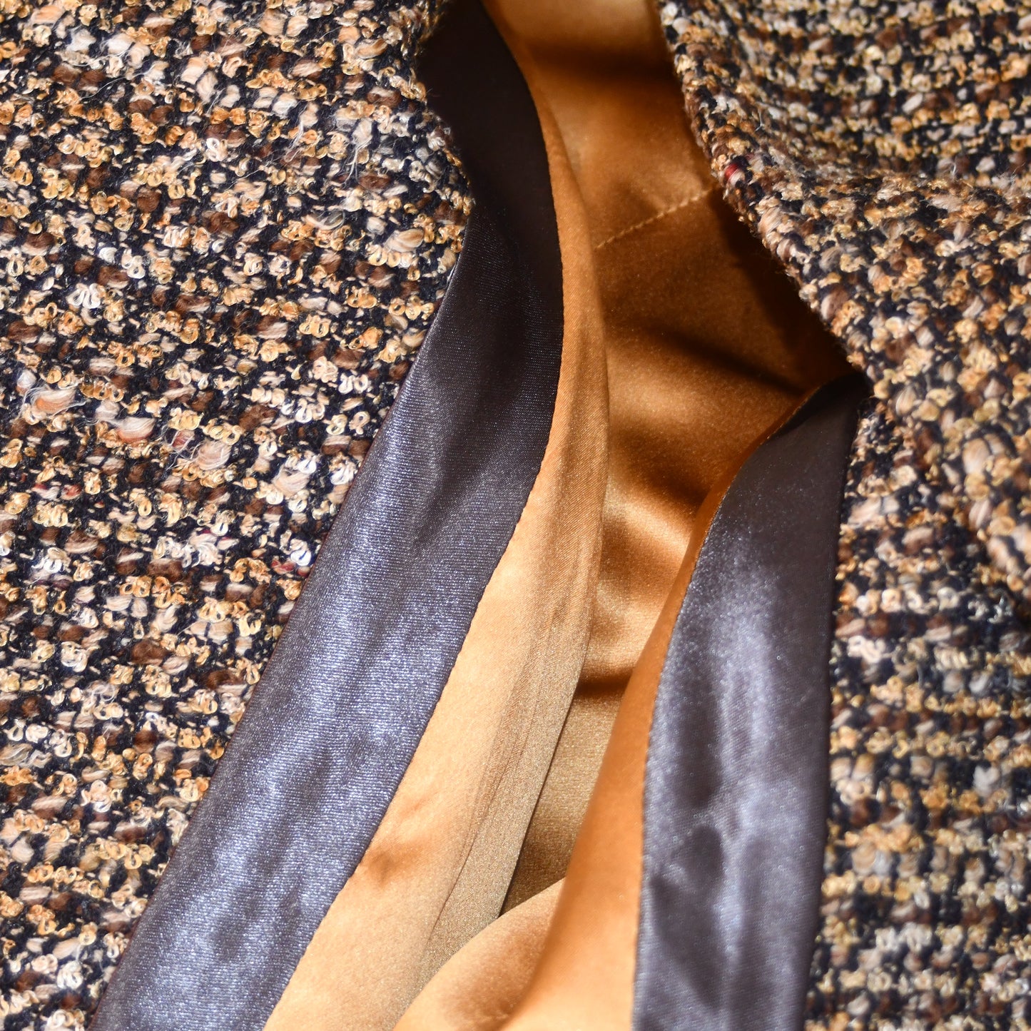 the long frink in golden brown, black and camel bouclé image 13