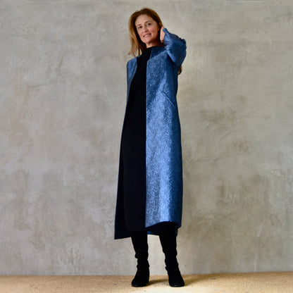 8 – The Bell Coat in Blue Flower Brocade