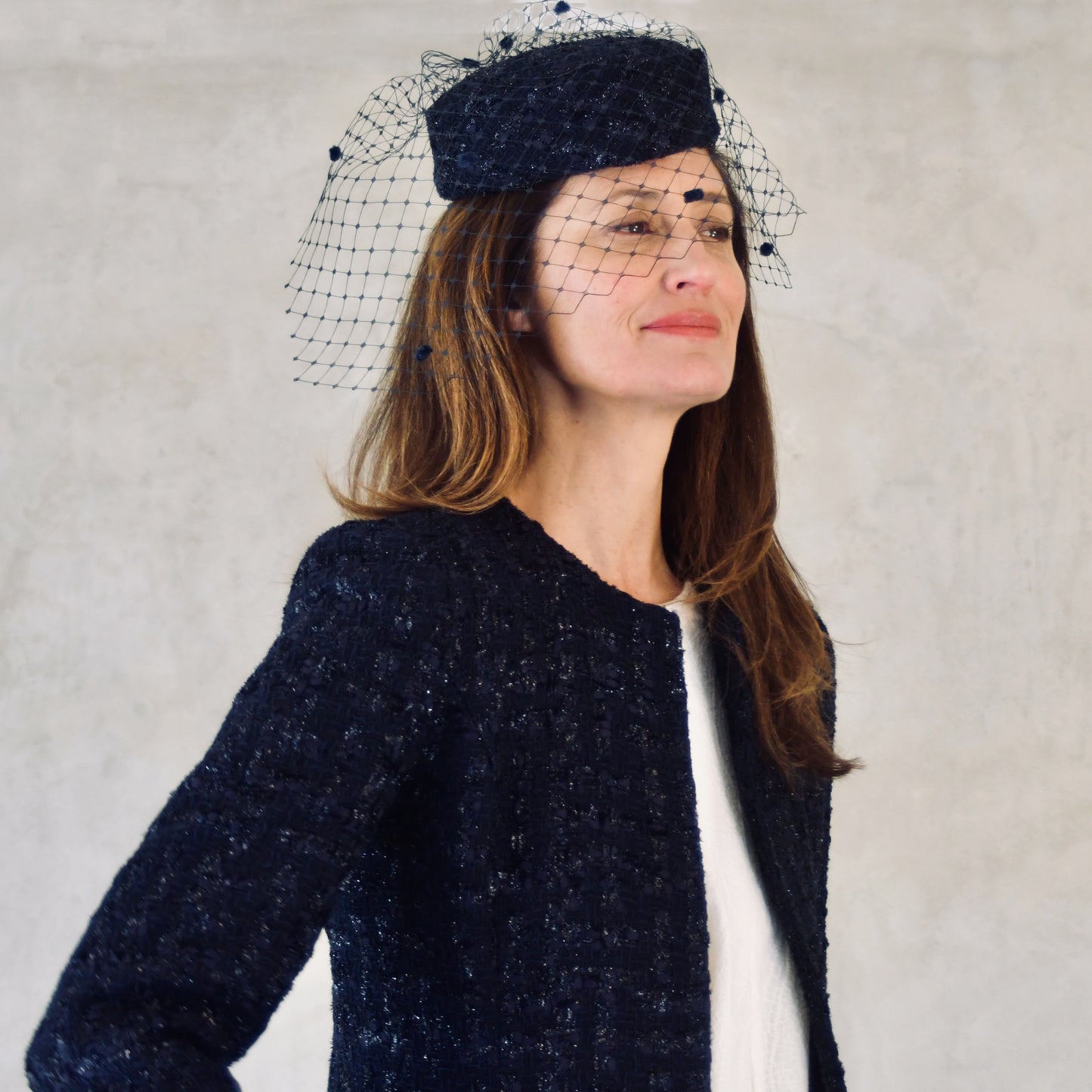 The Biffin in Dark Navy Boucle