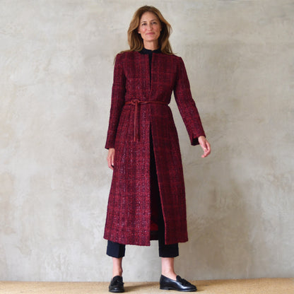 The Biffin in Rich Wine Coloured Metallic Boucle