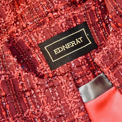 The Biffin in Rich Wine Coloured Metallic Boucle