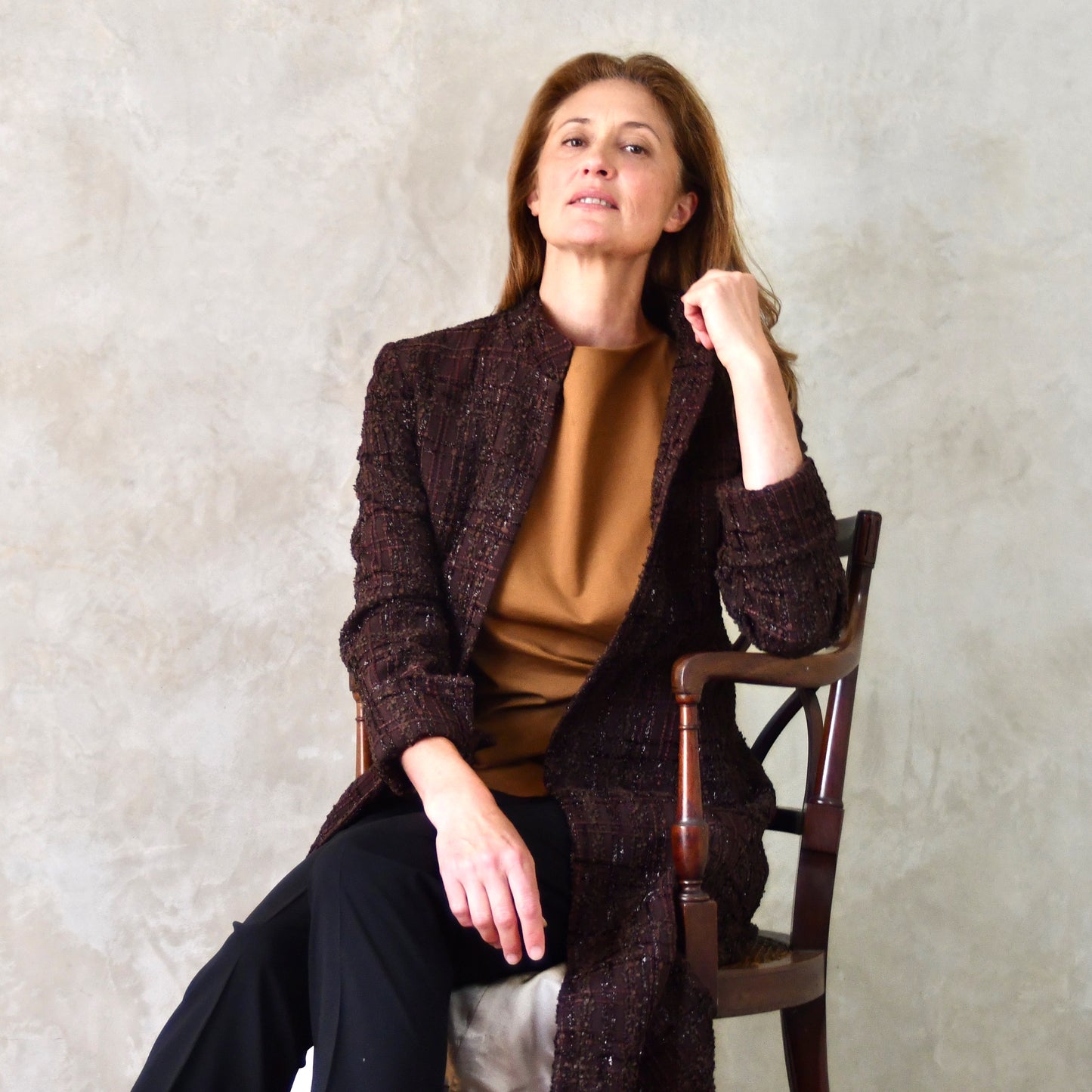 The Biffin in Chocolate Brown Boucle