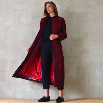 The Biffin in Rich Wine Coloured Metallic Boucle