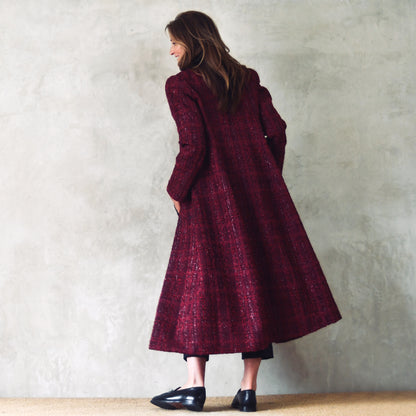 The Biffin in Rich Wine Coloured Metallic Boucle