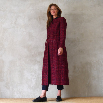 The Biffin in Rich Wine Coloured Metallic Boucle