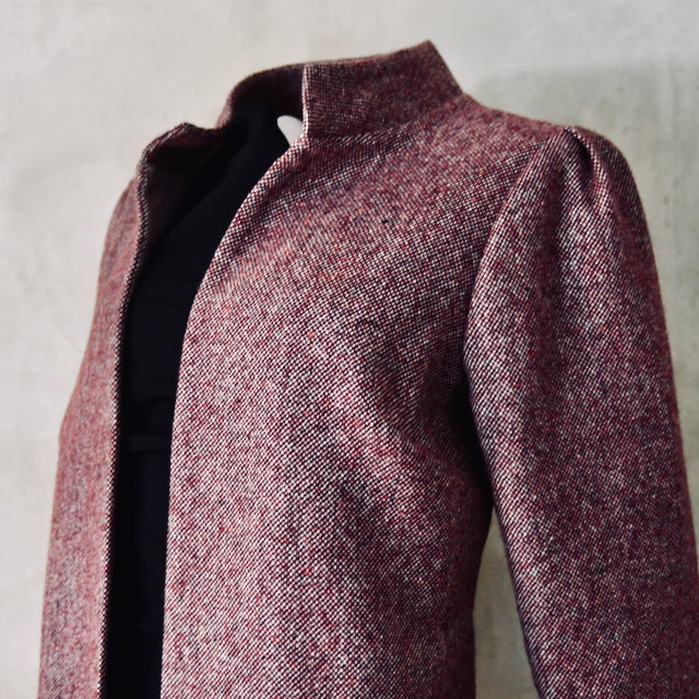 The Brett Coat in Wine Hopsack Tweed