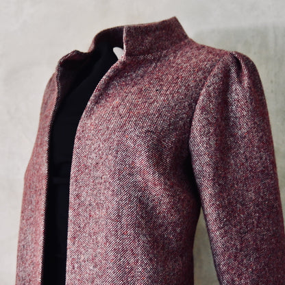 The Brett Coat in Wine Hopsack Tweed