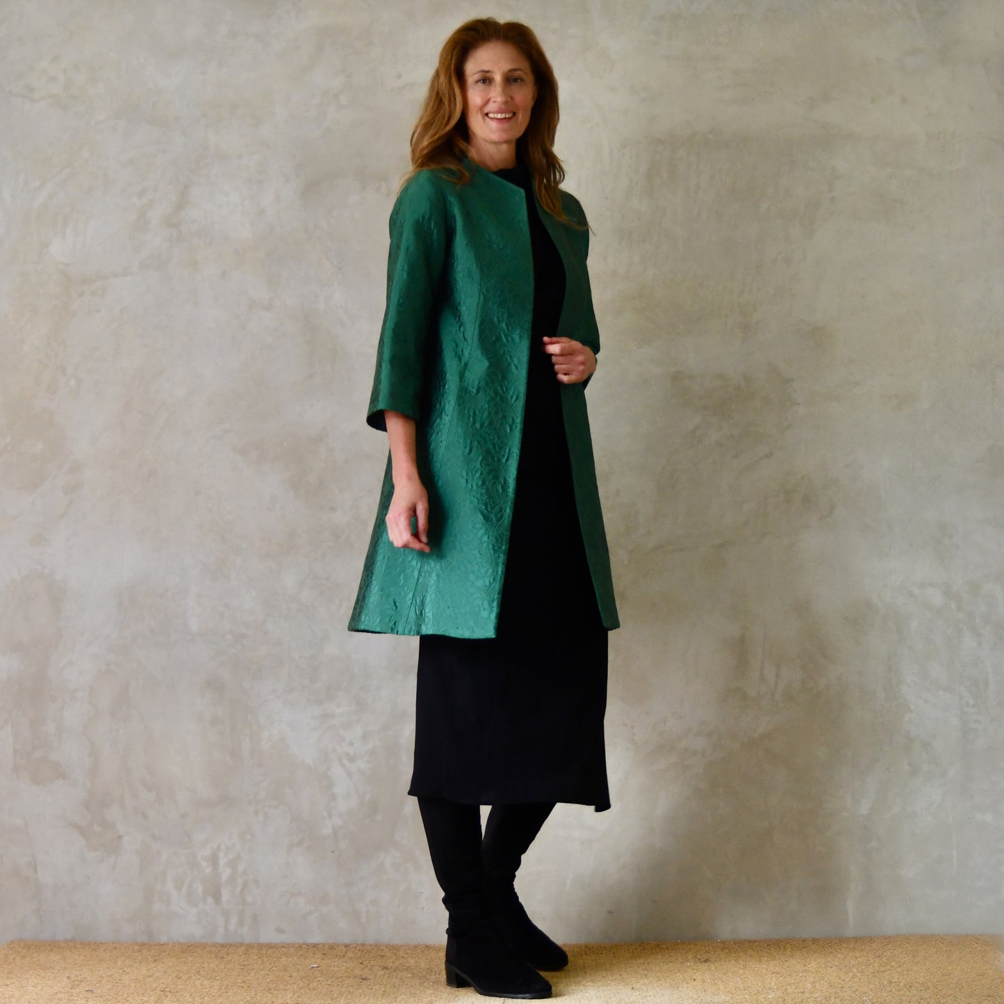 The Ganz Coat in Emerald Flower Brocade