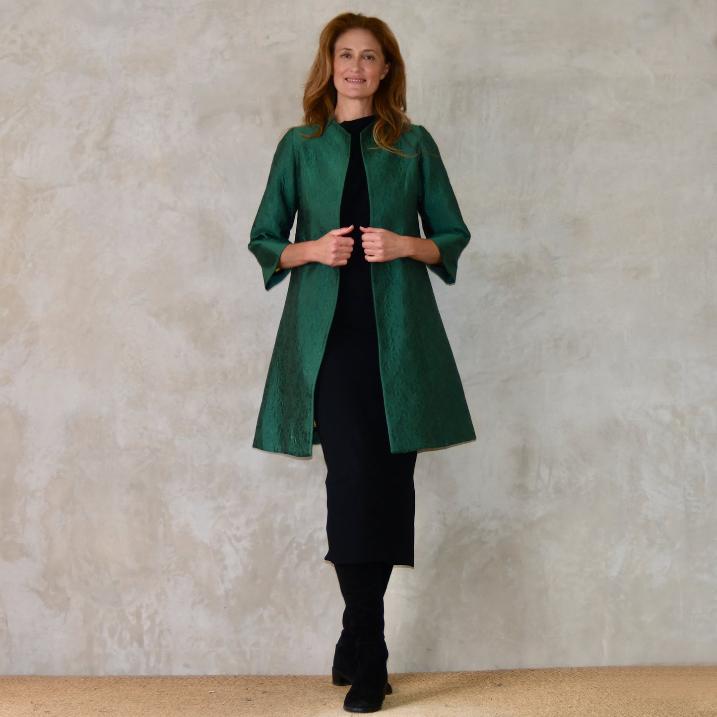 The Ganz Coat in Emerald Flower Brocade