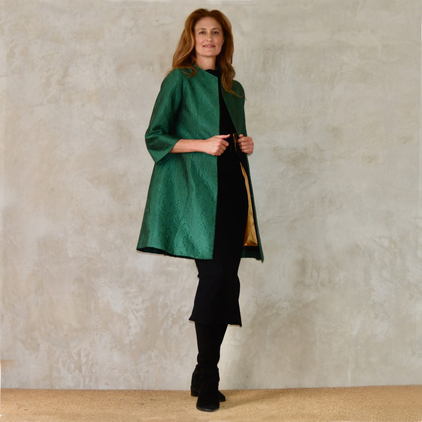 The Ganz Coat in Emerald Flower Brocade