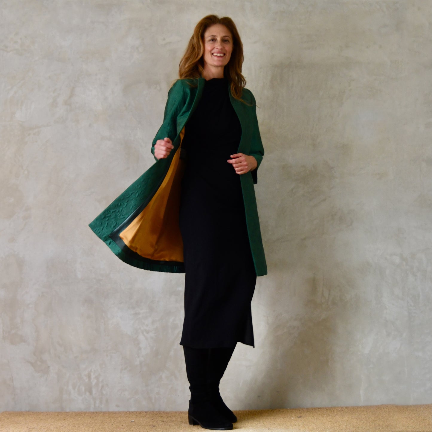 The Ganz Coat in Emerald Flower Brocade