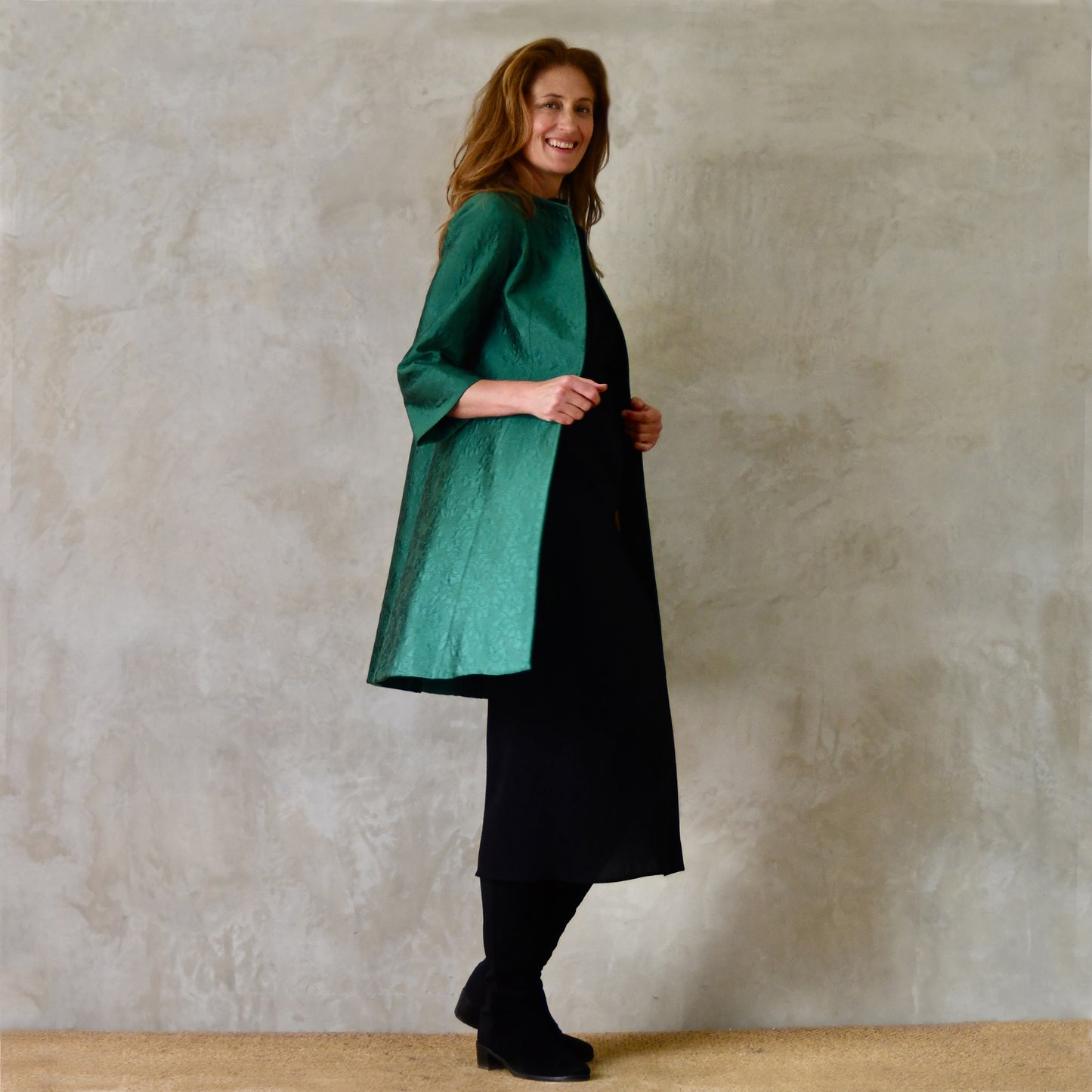 The Ganz Coat in Emerald Flower Brocade