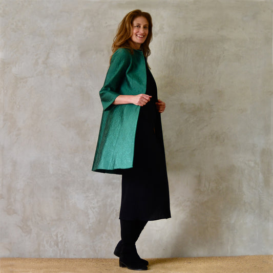 The Ganz Coat in Emerald Flower Brocade