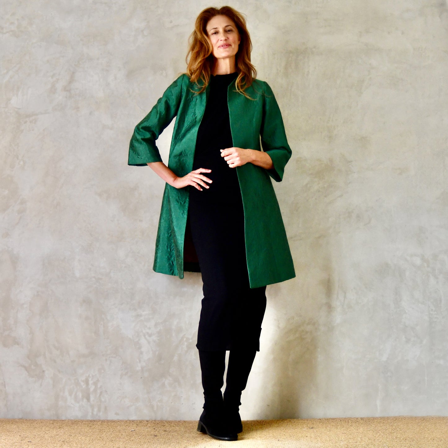 The Ganz Coat in Emerald Flower Brocade