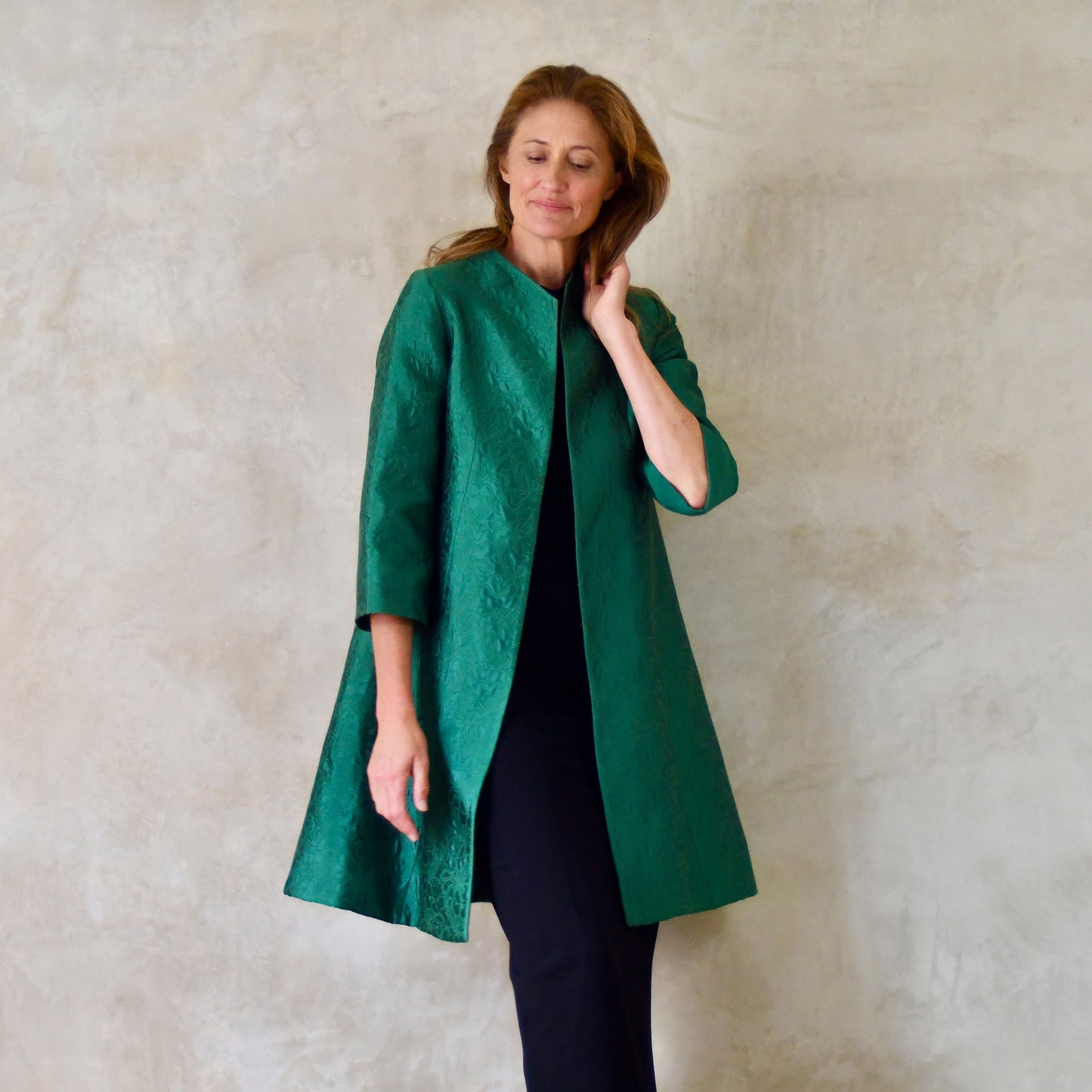 The Ganz Coat in Emerald Flower Brocade