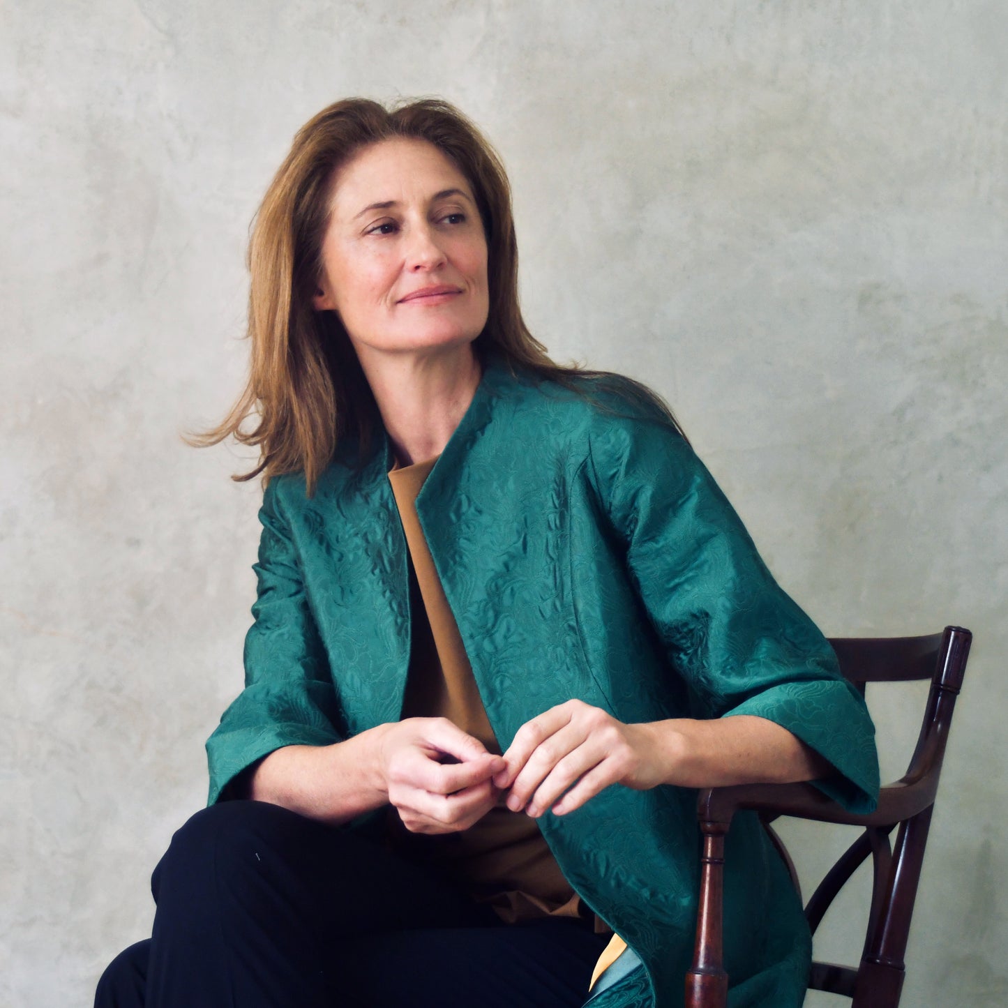 The Ganz Coat in Emerald Flower Brocade